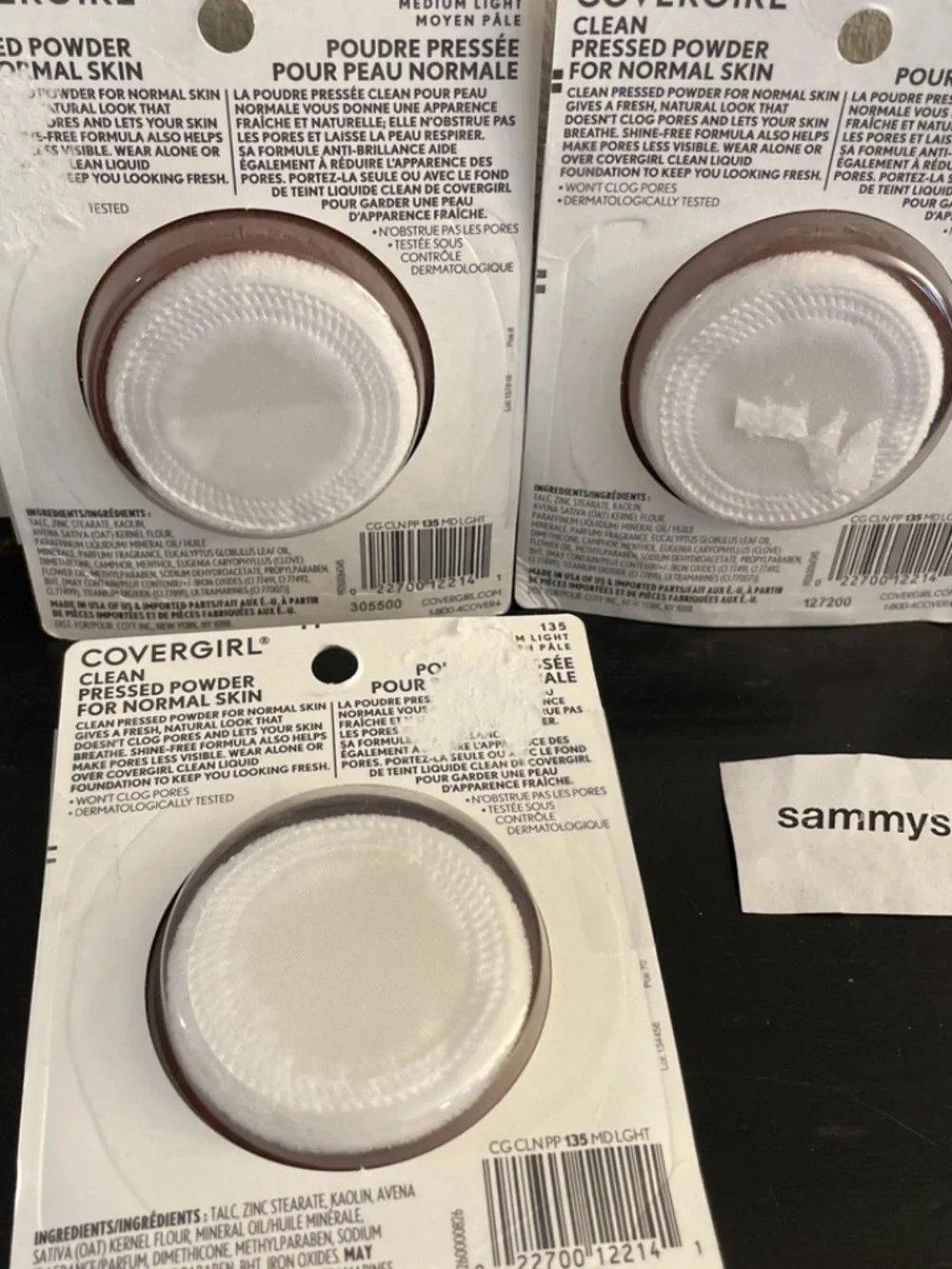 Covergirl Clean Pressed Powder 135 Medium Light, x3 with talc SEE DESCRIPTION